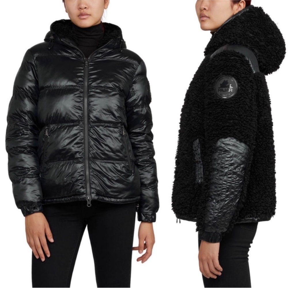 Pajar Reversible Snow Insulated Puffer Sherpa Jacket Black Large